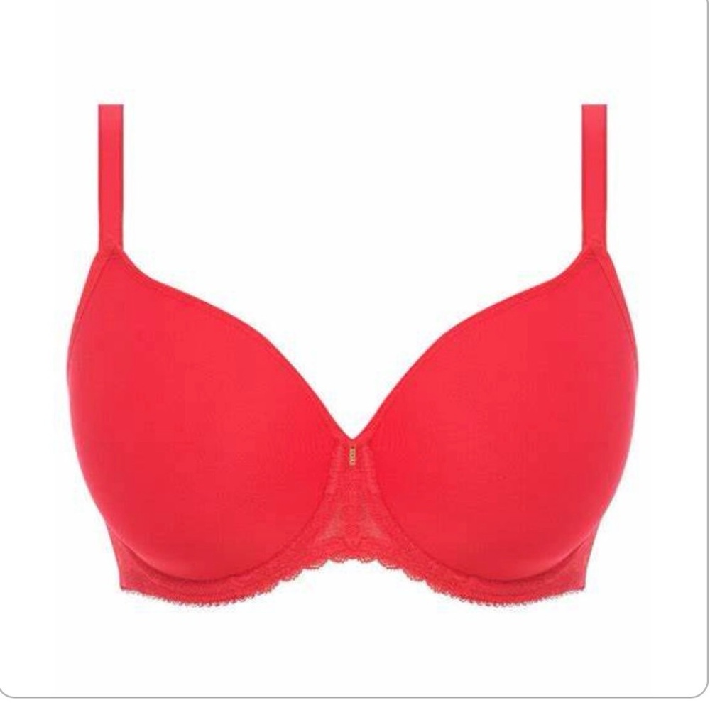 Freya Vibrant Red Lace Offbeat Demi T-shirt Bra, AA5450
